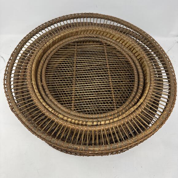 Woven Wicker Rattan Plate Chargers 14 1/2" Diameter Seven (7) Ct VGUC - Picture 2 of 3